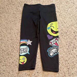Kids Black Emoji Print Leggings